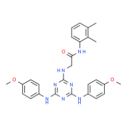 ChemSpider 2D Image | N~2~-{4,6-Bis[(4-methoxyphenyl)amino]-1,3,5-triazin-2-yl}-N-(2,3-dimethylphenyl)glycinamide | C27H29N7O3