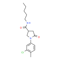 ChemSpider 2D Image | 1-(3-Chloro-4-methylphenyl)-5-oxo-N-pentyl-3-pyrrolidinecarboxamide | C17H23ClN2O2