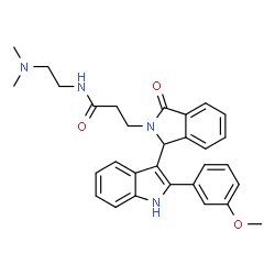 ChemSpider 2D Image | N-[2-(Dimethylamino)ethyl]-3-{1-[2-(3-methoxyphenyl)-1H-indol-3-yl]-3-oxo-1,3-dihydro-2H-isoindol-2-yl}propanamide | C30H32N4O3