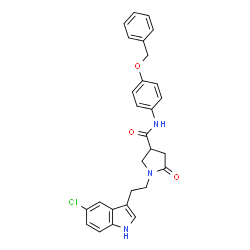 ChemSpider 2D Image | N-[4-(Benzyloxy)phenyl]-1-[2-(5-chloro-1H-indol-3-yl)ethyl]-5-oxo-3-pyrrolidinecarboxamide | C28H26ClN3O3