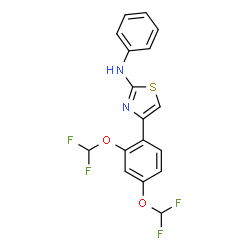 ChemSpider 2D Image | 4-[2,4-Bis(difluoromethoxy)phenyl]-N-phenyl-1,3-thiazol-2-amine | C17H12F4N2O2S
