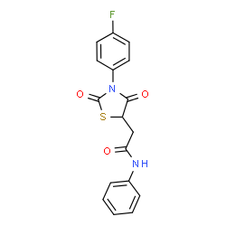 ChemSpider 2D Image | 2-[3-(4-Fluorophenyl)-2,4-dioxo-1,3-thiazolidin-5-yl]-N-phenylacetamide | C17H13FN2O3S