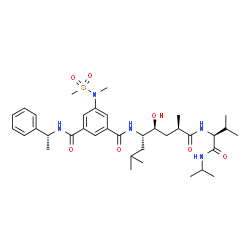 ChemSpider 2D Image | N-[(4S,5S,7R)-5-Hydroxy-8-{[(2S)-1-(isopropylamino)-3-methyl-1-oxo-2-butanyl]amino}-2,7-dimethyl-8-oxo-4-octanyl]-5-[methyl(methylsulfonyl)amino]-N'-[(1R)-1-phenylethyl]isophthalamide | C36H55N5O7S