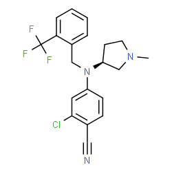 ChemSpider 2D Image | 2-Chloro-4-{[(3S)-1-methyl-3-pyrrolidinyl][2-(trifluoromethyl)benzyl]amino}benzonitrile | C20H19ClF3N3