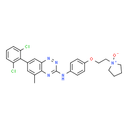 ChemSpider 2D Image | 7-(2,6-Dichlorophenyl)-5-methyl-N-{4-[2-(1-oxido-1-pyrrolidinyl)ethoxy]phenyl}-1,2,4-benzotriazin-3-amine | C26H25Cl2N5O2