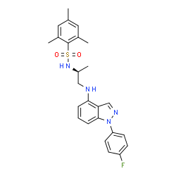 ChemSpider 2D Image | N-[(2s)-1-[[1-(4-Fluorophenyl)indazol-4-Yl]amino]propan-2-Yl]-2,4,6-Trimethyl-Benzenesulfonamide | C25H27FN4O2S