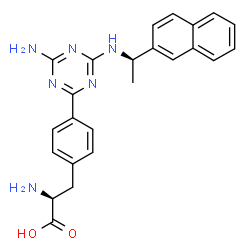 ChemSpider 2D Image | 4-(4-Amino-6-{[(1R)-1-(2-naphthyl)ethyl]amino}-1,3,5-triazin-2-yl)-L-phenylalanine | C24H24N6O2