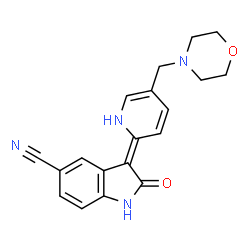 ChemSpider 2D Image | (3E)-3-[5-(4-Morpholinylmethyl)-2(1H)-pyridinylidene]-2-oxo-5-indolinecarbonitrile | C19H18N4O2