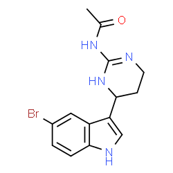 ChemSpider 2D Image | N-[6-(5-Bromo-1H-indol-3-yl)-1,4,5,6-tetrahydro-2-pyrimidinyl]acetamide | C14H15BrN4O
