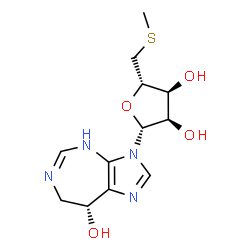 ChemSpider 2D Image | (8R)-3-(5-S-Methyl-5-thio-beta-D-ribofuranosyl)-3,4,7,8-tetrahydroimidazo[4,5-d][1,3]diazepin-8-ol | C12H18N4O4S