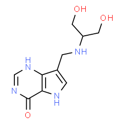 ChemSpider 2D Image | 7-{[(1,3-Dihydroxy-2-propanyl)amino]methyl}-1,5-dihydro-4H-pyrrolo[3,2-d]pyrimidin-4-one | C10H14N4O3