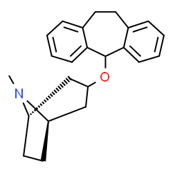 ChemSpider 2D Image | 3-(10,11-Dihydro-5H-dibenzo(a,d)cyclohepten-5-yloxy)tropane | C23H27NO