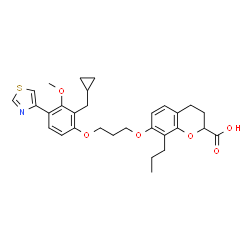 ChemSpider 2D Image | 7-{3-[2-(Cyclopropylmethyl)-3-methoxy-4-(1,3-thiazol-4-yl)phenoxy]propoxy}-8-propyl-2-chromanecarboxylic acid | C30H35NO6S