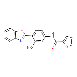 ChemSpider 2D Image | N-[4-(1,3-Benzoxazol-2-yl)-3-hydroxyphenyl]-2-furamide | C18H12N2O4