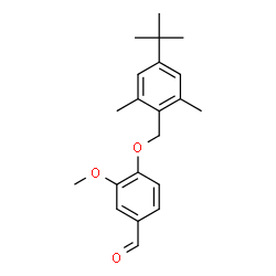 ChemSpider 2D Image | 4-(4-tert-Butyl-2,6-dimethyl-benzyloxy)-3-methoxy-benzaldehyde | C21H26O3