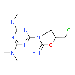 ChemSpider 2D Image | Oxazolidin-2-imine, 5-chloromethyl-3-[4,6-bis(dimethylamino)-1,3,5-triazin-2-yl] | C11H18ClN7O