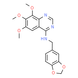 ChemSpider 2D Image | N-(1,3-Benzodioxol-5-ylmethyl)-6,7,8-trimethoxy-4-quinazolinamine | C19H19N3O5