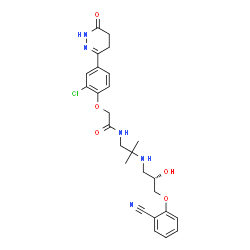 ChemSpider 2D Image | 2-[2-Chloro-4-(1,4,5,6-tetrahydro-6-oxo-3-pyridazinyl)phenoxy]-N-[2-[[(2S)-3-(2-cyanophenoxy)-2-hydroxypropyl]amino]-2-methylpropyl]acetamide | C26H30ClN5O5