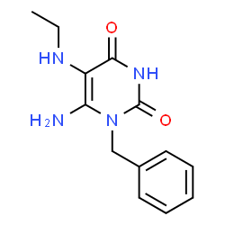 ChemSpider 2D Image | 6-Amino-1-benzyl-5-ethylamino-1H-pyrimidine-2,4-dione | C13H16N4O2