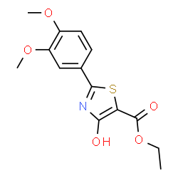 ChemSpider 2D Image | ethyl 2-(3,4-dimethoxyphenyl)-4-hydroxythiazole-5-carboxylate | C14H15NO5S