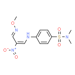 ChemSpider 2D Image | 4-{[(1E,3E)-3-(Methoxyimino)-2-nitro-1-propen-1-yl]amino}-N,N-dimethylbenzenesulfonamide | C12H16N4O5S