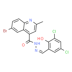ChemSpider 2D Image | N'4-(3,5-dichloro-2-hydroxybenzylidene)-6-bromo-2-methylquinoline-4-carbohydrazide | C18H12BrCl2N3O2