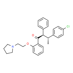 ChemSpider 2D Image | (2R,3R)-3-(4-Chlorophenyl)-2-phenyl-1-{2-[2-(1-pyrrolidinyl)ethoxy]phenyl}-1-butanone | C28H30ClNO2