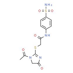 ChemSpider 2D Image | 2-[(1-Acetyl-4-oxo-4,5-dihydro-1H-imidazol-2-yl)sulfanyl]-N-(4-sulfamoylphenyl)acetamide | C13H14N4O5S2
