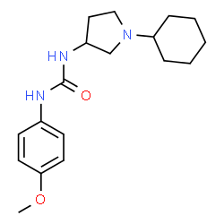 ChemSpider 2D Image | 1-(1-Cyclohexyl-3-pyrrolidinyl)-3-(4-methoxyphenyl)urea | C18H27N3O2