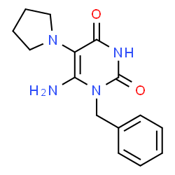 ChemSpider 2D Image | 6-Amino-1-benzyl-5-(1-pyrrolidinyl)-2,4(1H,3H)-pyrimidinedione | C15H18N4O2