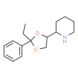 ChemSpider 2D Image | 2-(2-Ethyl-2-phenyl-1,3-dioxolan-4-yl)piperidine | C16H23NO2
