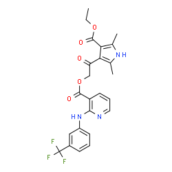 ChemSpider 2D Image | 2-[4-(Ethoxycarbonyl)-2,5-dimethyl-1H-pyrrol-3-yl]-2-oxoethyl 2-{[3-(trifluoromethyl)phenyl]amino}nicotinate | C24H22F3N3O5
