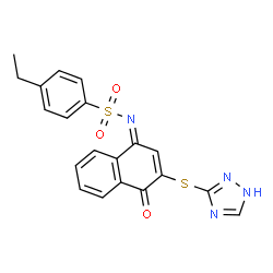 ChemSpider 2D Image | 4-ethyl-N-[(1Z)-4-oxo-3-(1H-1,2,4-triazol-3-ylthio)naphthalen-1(4H)-ylidene]benzenesulfonamide | C20H16N4O3S2