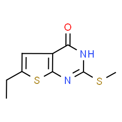 ChemSpider 2D Image | 6-Ethyl-2-(methylsulfanyl)thieno[2,3-d]pyrimidin-4(1H)-one | C9H10N2OS2