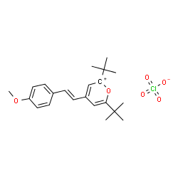 ChemSpider 2D Image | 4-[(E)-2-(4-Methoxyphenyl)vinyl]-2,6-bis(2-methyl-2-propanyl)-2H-pyran-2-ylium perchlorate | C22H29ClO6