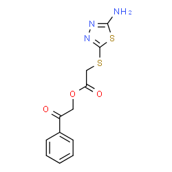 ChemSpider 2D Image | 2-Oxo-2-phenylethyl [(5-amino-1,3,4-thiadiazol-2-yl)sulfanyl]acetate | C12H11N3O3S2