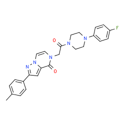 ChemSpider 2D Image | 5-{2-[4-(4-Fluorophenyl)-1-piperazinyl]-2-oxoethyl}-2-(4-methylphenyl)pyrazolo[1,5-a]pyrazin-4(5H)-one | C25H24FN5O2