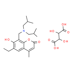 ChemSpider 2D Image | 8-[(Diisobutylamino)methyl]-6-ethyl-7-hydroxy-4-methyl-2H-chromen-2-one 2,3-dihydroxysuccinate (1:1) | C25H37NO9