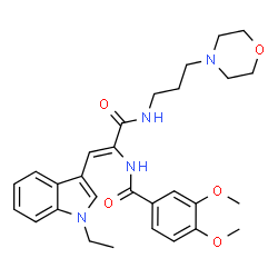 ChemSpider 2D Image | N-[(1Z)-1-(1-Ethyl-1H-indol-3-yl)-3-{[3-(4-morpholinyl)propyl]amino}-3-oxo-1-propen-2-yl]-3,4-dimethoxybenzamide | C29H36N4O5