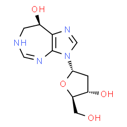 ChemSpider 2D Image | (8R)-3-(2-Deoxy-alpha-D-erythro-pentofuranosyl)-3,4,7,8-tetrahydroimidazo[4,5-d][1,3]diazepin-8-ol | C11H16N4O4