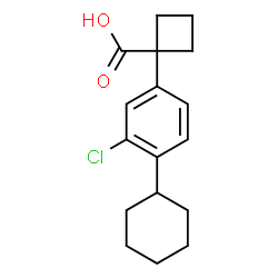 ChemSpider 2D Image | 1-(3-Chloro-4-cyclohexylphenyl)cyclobutanecarboxylic acid | C17H21ClO2