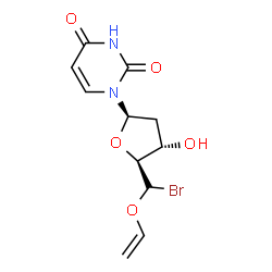 ChemSpider 2D Image | 5'-C-Bromo-2'-deoxy-5'-O-vinyluridine | C11H13BrN2O5
