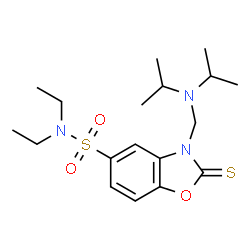 ChemSpider 2D Image | 3-[(Diisopropylamino)methyl]-N,N-diethyl-2-thioxo-2,3-dihydro-1,3-benzoxazole-5-sulfonamide | C18H29N3O3S2