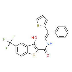 ChemSpider 2D Image | 3-Hydroxy-5-trifluoromethyl-N-(2-(2-thienyl)-2-phenylethenyl)benzo(b)thiophene-2-carboxamide | C22H14F3NO2S2