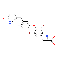 ChemSpider 2D Image | 3,5-dibromo-O-{4-hydroxy-3-[(6-hydroxypyridazin-3-yl)methyl]phenyl}-L-tyrosine | C20H17Br2N3O5