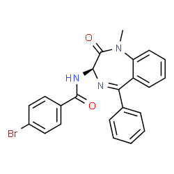 ChemSpider 2D Image | 4-Bromo-N-[(3R)-1-methyl-2-oxo-5-phenyl-2,3-dihydro-1H-1,4-benzodiazepin-3-yl]benzamide | C23H18BrN3O2