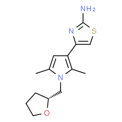 ChemSpider 2D Image | 4-{2,5-Dimethyl-1-[(2R)-tetrahydro-2-furanylmethyl]-1H-pyrrol-3-yl}-1,3-thiazol-2-amine | C14H19N3OS