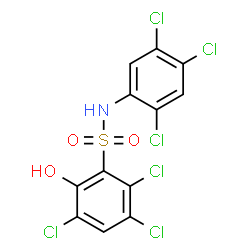 ChemSpider 2D Image | 2,3,5-Trichloro-6-hydroxy-N-(2,4,5-trichlorophenyl)benzenesulfonamide | C12H5Cl6NO3S
