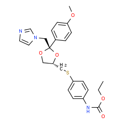 ChemSpider 2D Image | Ethyl [4-({[(2R,4S)-2-(1H-imidazol-1-ylmethyl)-2-(4-methoxyphenyl)-1,3-dioxolan-4-yl]methyl}sulfanyl)phenyl]carbamate | C24H27N3O5S
