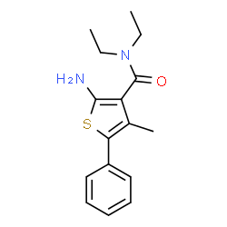 ChemSpider 2D Image | 2-Amino-N,N-diethyl-4-methyl-5-phenyl-3-thiophenecarboxamide | C16H20N2OS